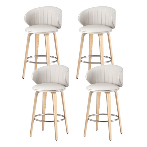 4x Artiss Bar Stools Dining Chairs Contoured Leather Wood Stool Chez Guru