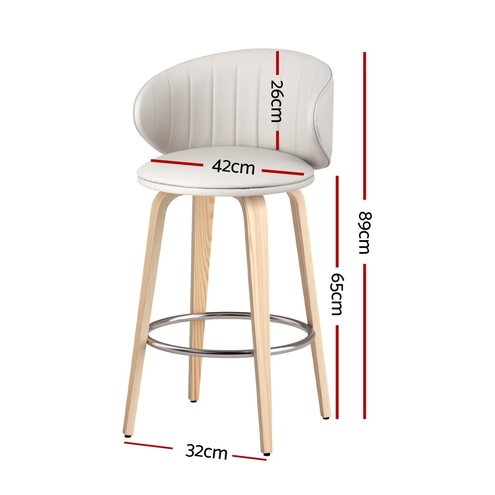 4x Artiss Bar Stools Dining Chairs Contoured Leather Wood Stool Chez Guru