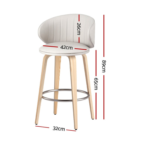 4x Artiss Bar Stools Dining Chairs Contoured Leather Wood Stool Chez Guru