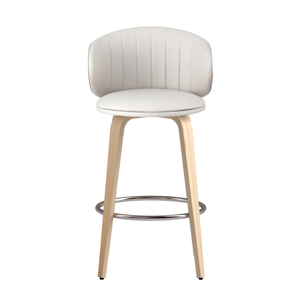 4x Artiss Bar Stools Dining Chairs Contoured Leather Wood Stool Chez Guru