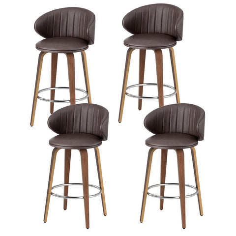 4x Artiss Bar Stools Dining Chairs Contoured Leather Wood Stool Chez Guru