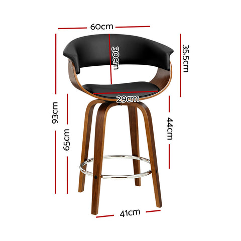 Artiss Bar Stools Swivel PU Seat Wooden Chez Guru