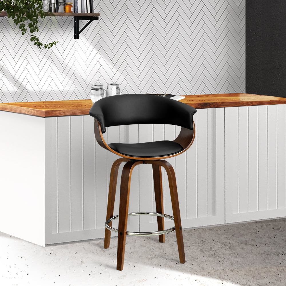 Artiss Bar Stools Swivel PU Seat Wooden Chez Guru
