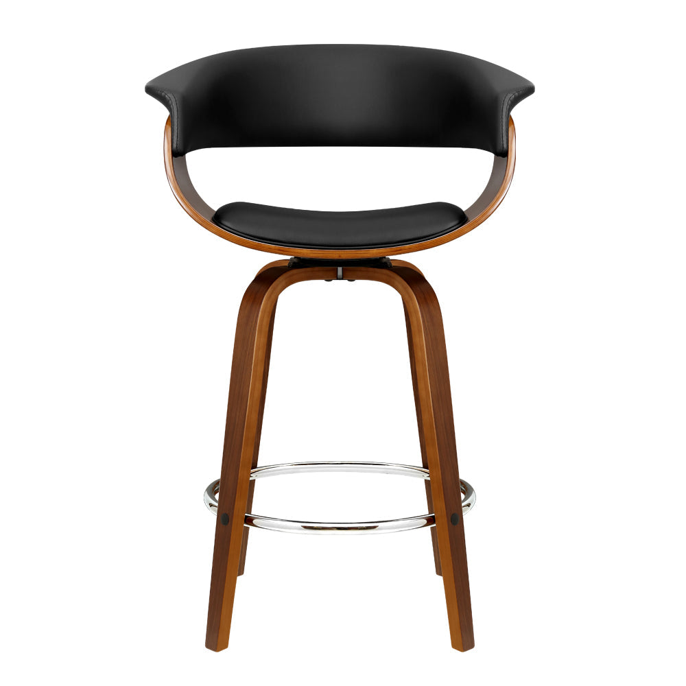 Artiss 2x Bar Stools Swivel PU Seat Wooden Chez Guru