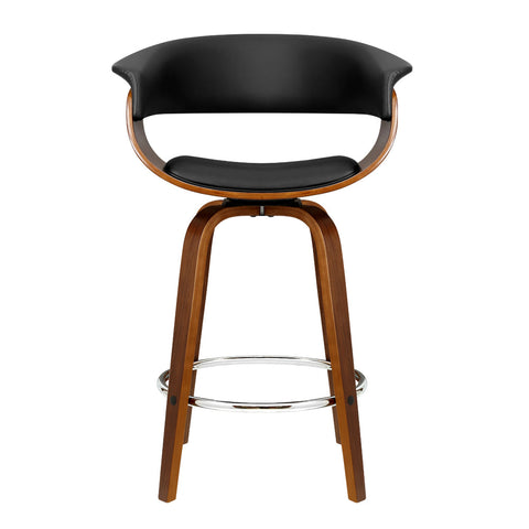 Artiss 2x Bar Stools Swivel PU Seat Wooden Chez Guru