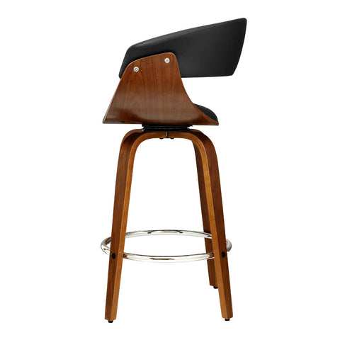 Artiss 2x Bar Stools Swivel PU Seat Wooden Chez Guru