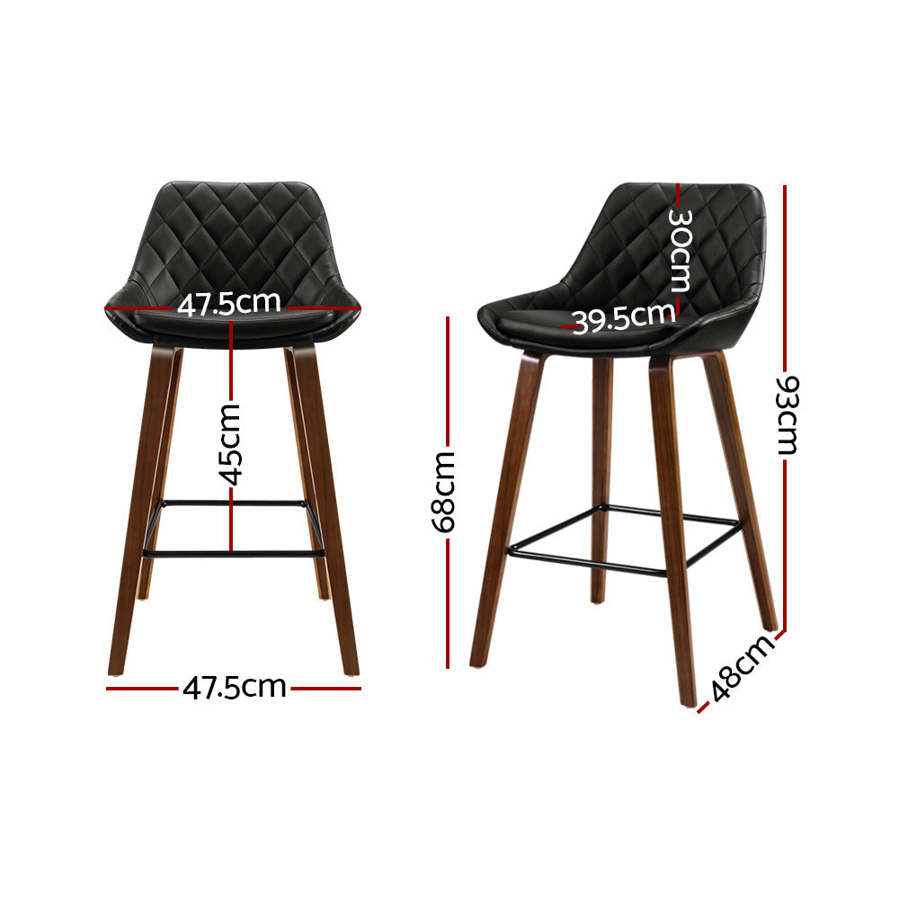 Artiss 2x Bar Stools PU Seat Wooden Chez Guru