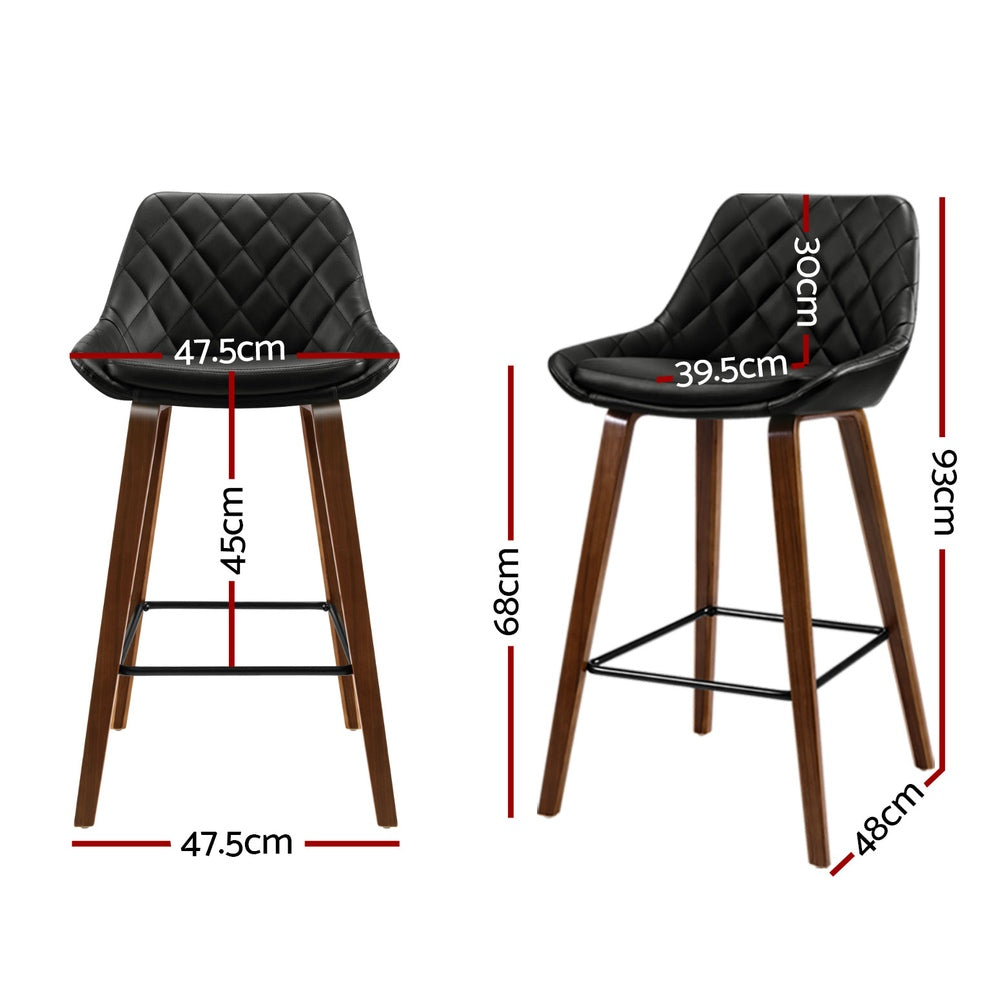Artiss 4x Bar Stools PU Seat Wooden Chez Guru