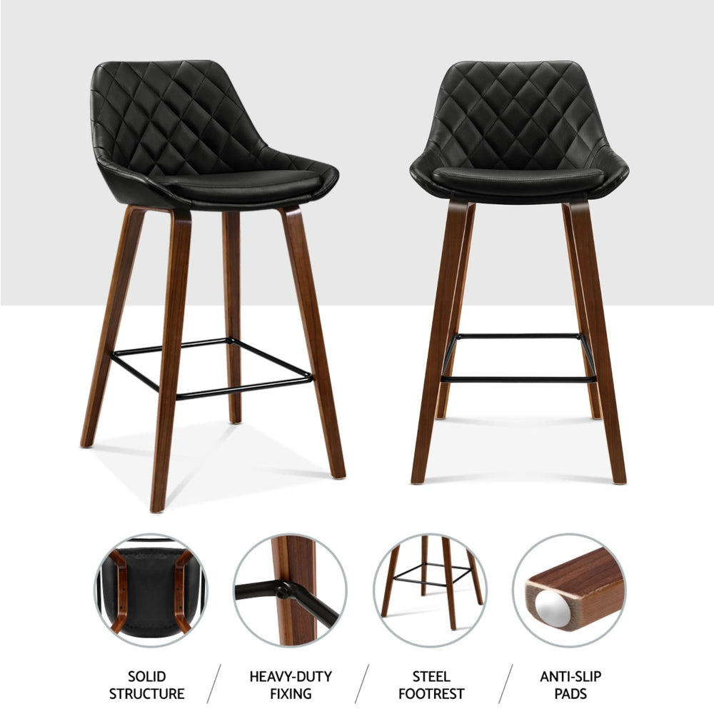 Artiss 4x Bar Stools PU Seat Wooden Chez Guru