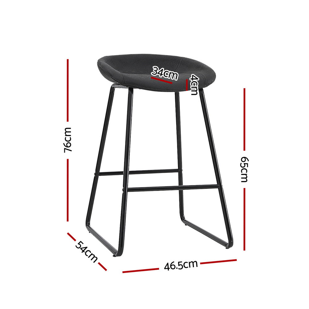 Artiss 2x Bar Stools Kitchen Dining Chairs Counter Stool PU Leather Metal Chez Guru