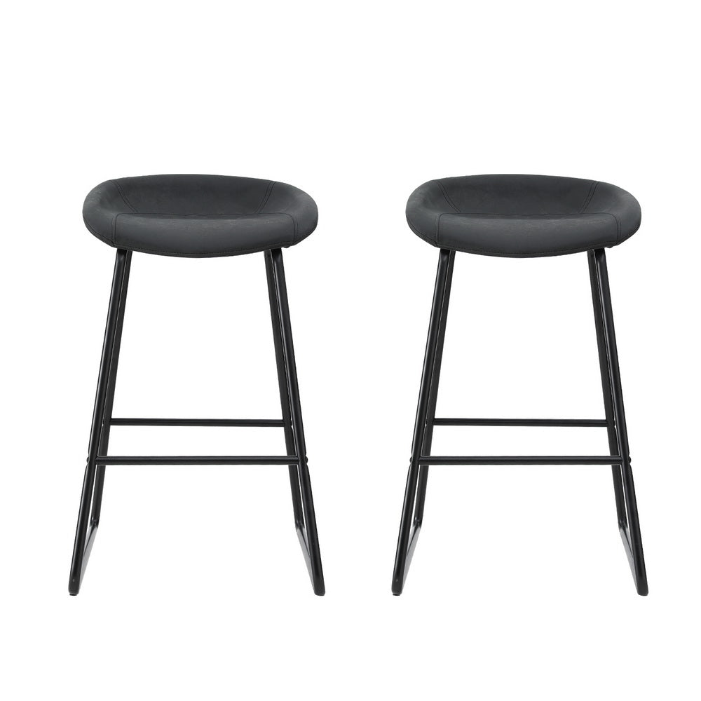 Artiss 2x Bar Stools Kitchen Dining Chairs Counter Stool PU Leather Metal Chez Guru