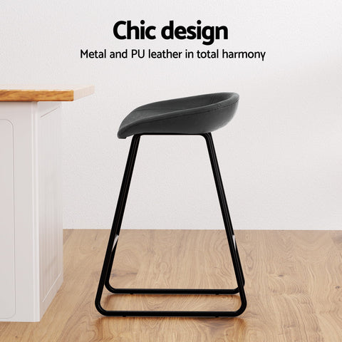 Artiss 2x Bar Stools Kitchen Dining Chairs Counter Stool PU Leather Metal Chez Guru
