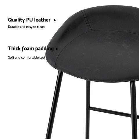 Artiss 2x Bar Stools Kitchen Dining Chairs Counter Stool PU Leather Metal Chez Guru