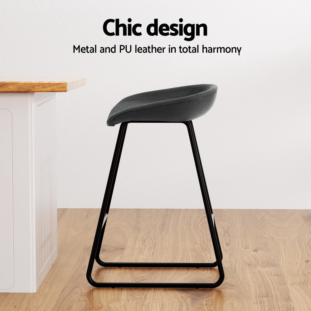 Artiss 4x Bar Stools Kitchen Dining Chairs Counter Stool PU Leather Metal Chez Guru