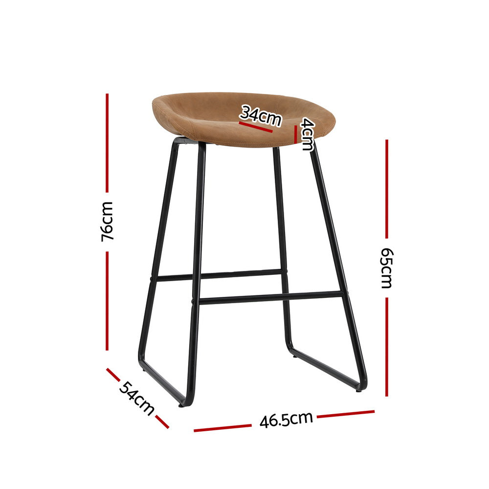 Artiss 2x Bar Stools Kitchen Dining Chairs Counter Stool PU Leather Metal Brown Chez Guru
