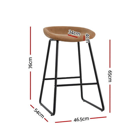 Artiss 2x Bar Stools Kitchen Dining Chairs Counter Stool PU Leather Metal Brown Chez Guru