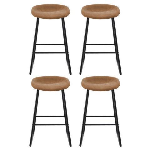Artiss 4x Bar Stools Kitchen Dining Chairs Counter Stool PU Leather Metal Brown Chez Guru