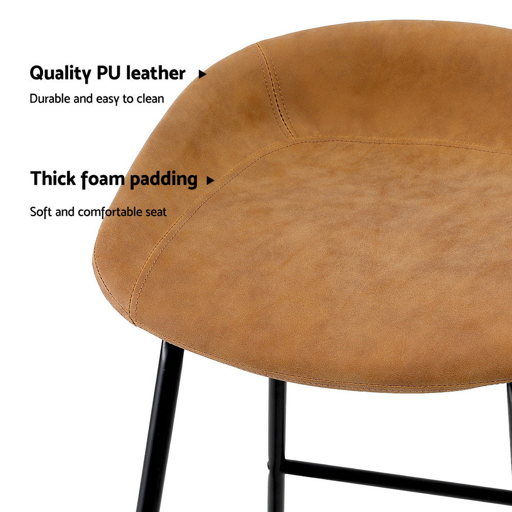 Artiss 4x Bar Stools Kitchen Dining Chairs Counter Stool PU Leather Metal Brown Chez Guru