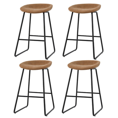 Artiss 4x Bar Stools Kitchen Dining Chairs Counter Stool PU Leather Metal Brown Chez Guru