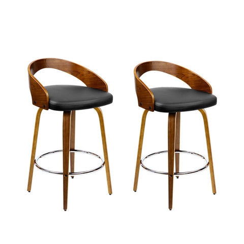 Artiss 2x Bar Stools Swivel Seat Curving Backrest Chez Guru