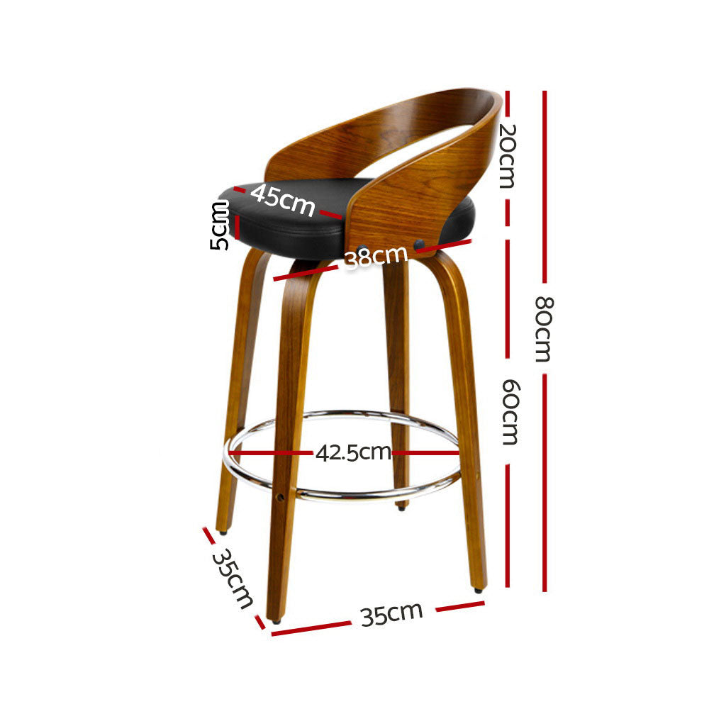 Artiss 2x Bar Stools Swivel Seat Curving Backrest Chez Guru