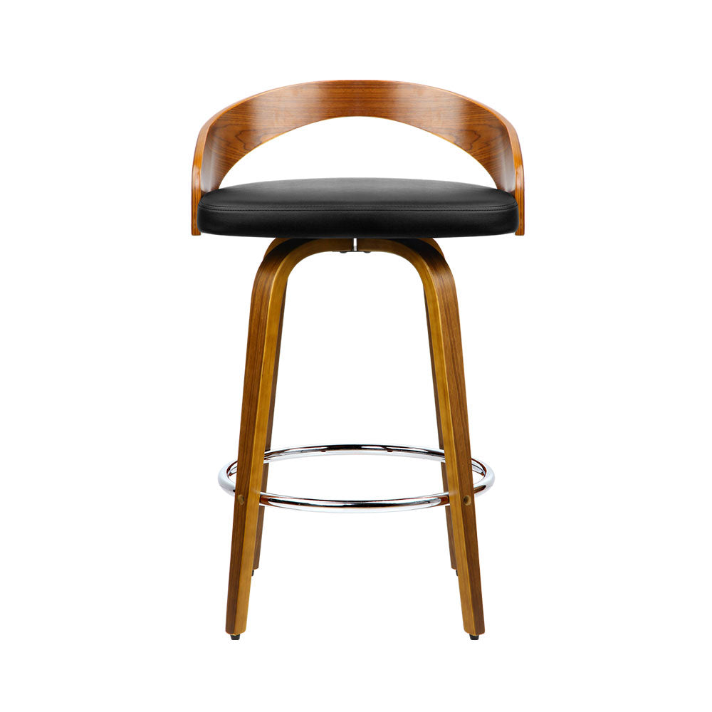 Artiss 2x Bar Stools Swivel Seat Curving Backrest Chez Guru