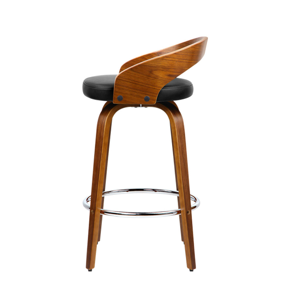 Artiss 2x Bar Stools Swivel Seat Curving Backrest Chez Guru