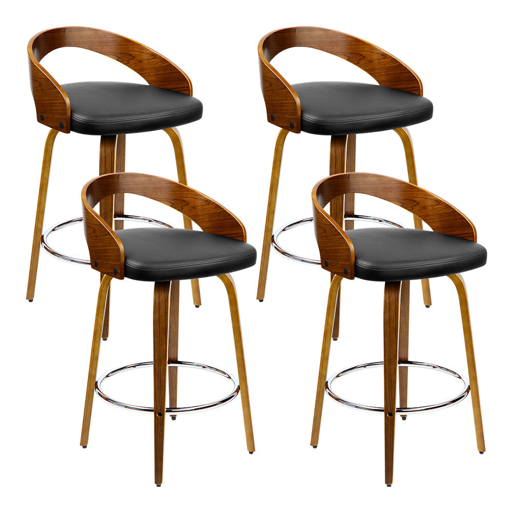 Artiss 4x Bar Stools Swivel Seat Curving Backrest Chez Guru