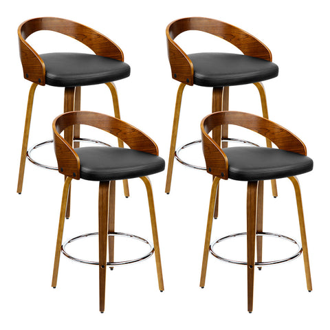 Artiss 4x Bar Stools Swivel Seat Curving Backrest Chez Guru