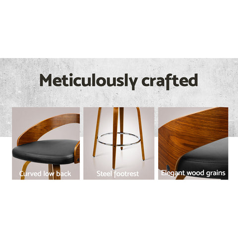 Artiss 4x Bar Stools Swivel Seat Curving Backrest Chez Guru