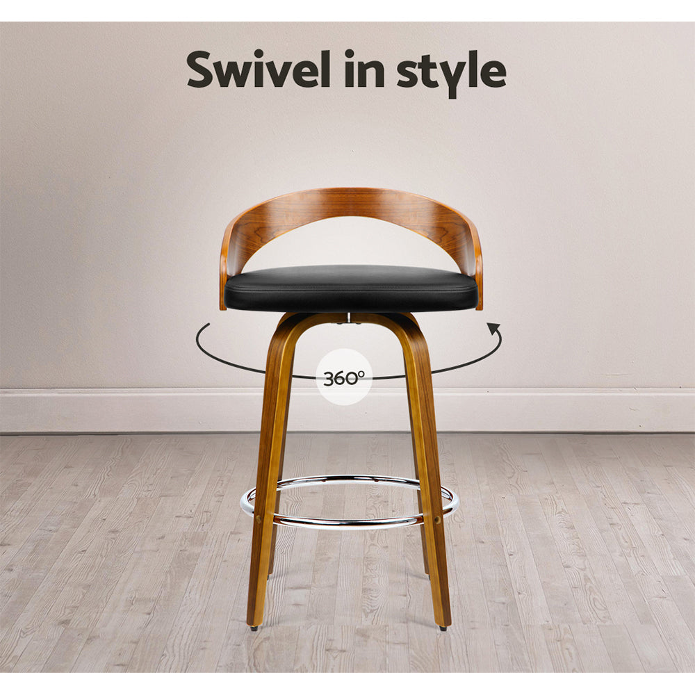 Artiss 4x Bar Stools Swivel Seat Curving Backrest Chez Guru