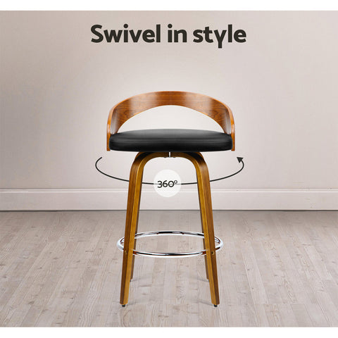 Artiss 4x Bar Stools Swivel Seat Curving Backrest Chez Guru