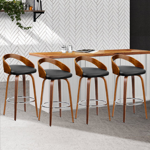 Artiss 4x Bar Stools Swivel Seat Curving Backrest Chez Guru