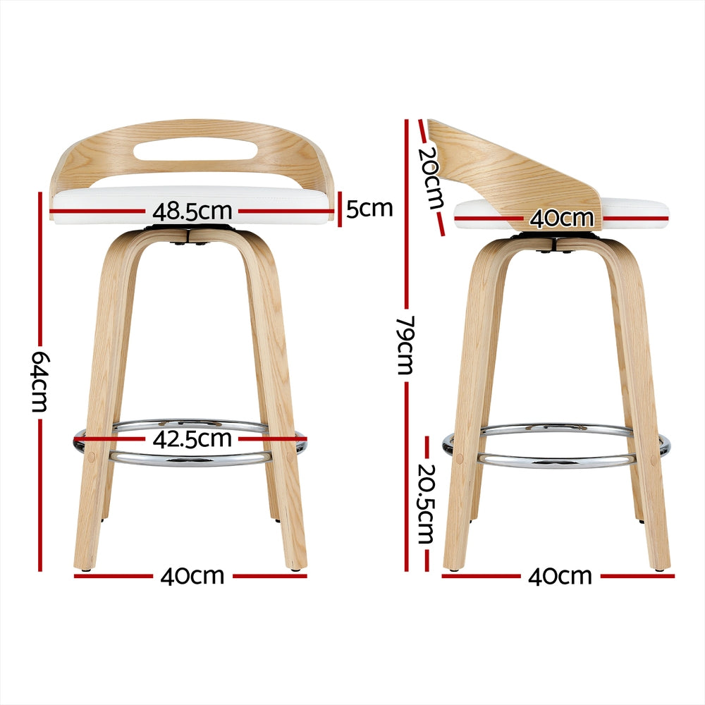 Artiss 2x Bar Stools Swivel Dining Chairs Low Back Counter Seat PU Cushion Chez Guru