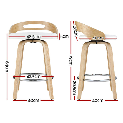 Artiss 2x Bar Stools Swivel Dining Chairs Low Back Counter Seat PU Cushion Chez Guru