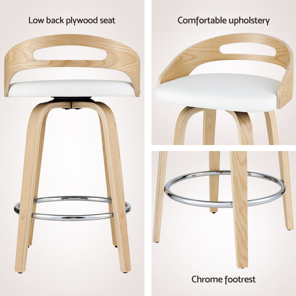 Artiss 2x Bar Stools Swivel Dining Chairs Low Back Counter Seat PU Cushion Chez Guru