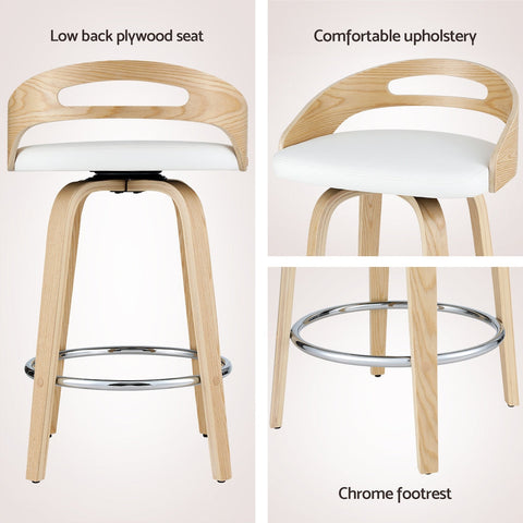 Artiss 2x Bar Stools Swivel Dining Chairs Low Back Counter Seat PU Cushion Chez Guru