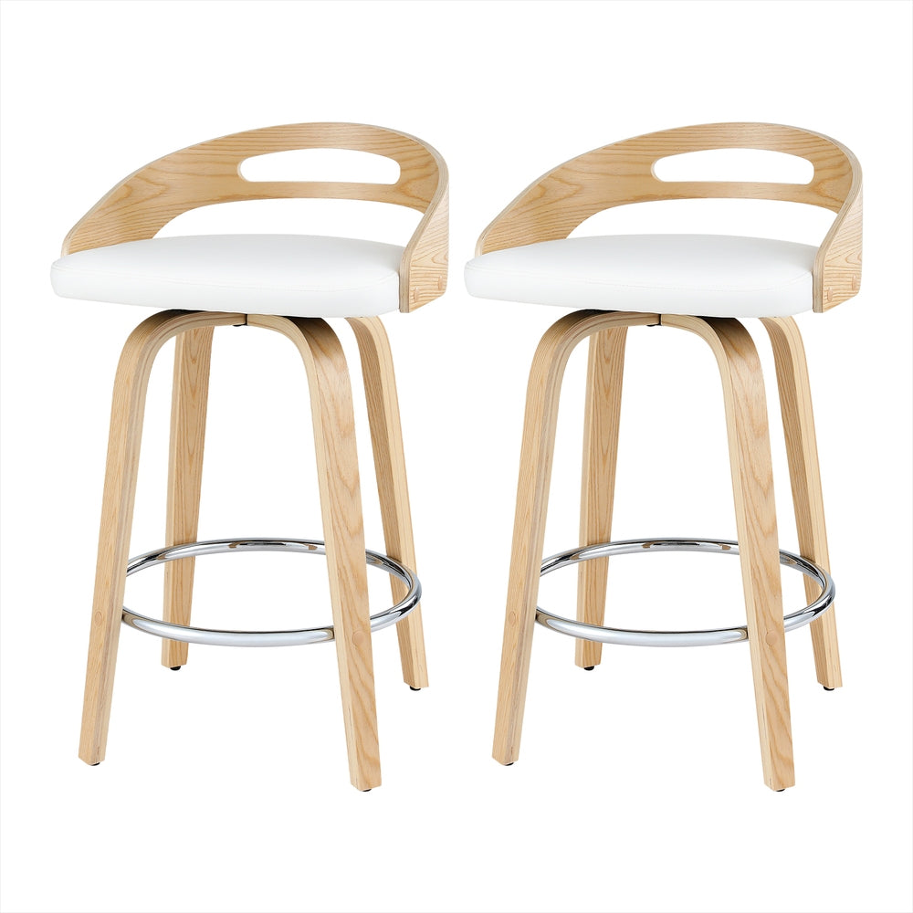 Artiss 2x Bar Stools Swivel Dining Chairs Low Back Counter Seat PU Cushion Chez Guru