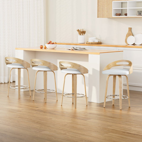 Artiss 4x Bar Stools Swivel Dining Chairs Low Back Counter Seat PU Cushion Chez Guru