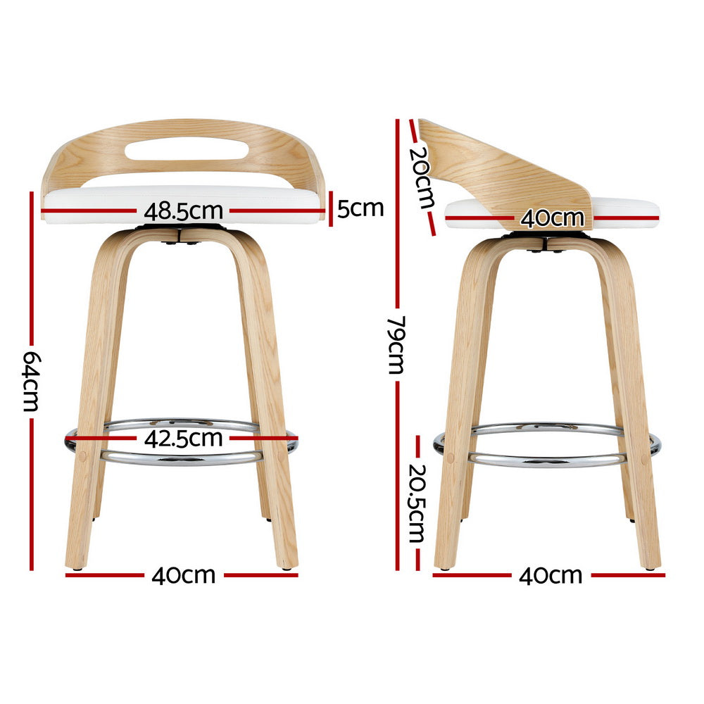 Artiss 4x Bar Stools Swivel Dining Chairs Low Back Counter Seat PU Cushion Chez Guru