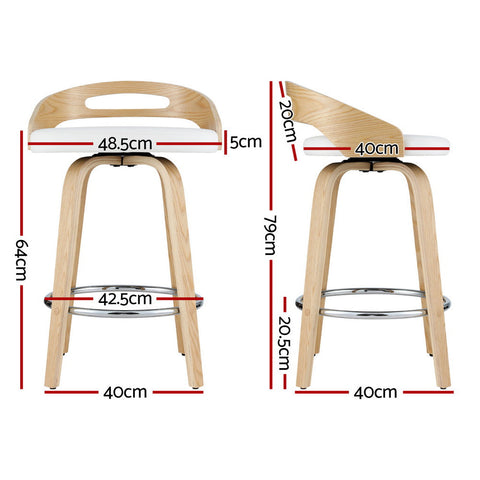 Artiss 4x Bar Stools Swivel Dining Chairs Low Back Counter Seat PU Cushion Chez Guru