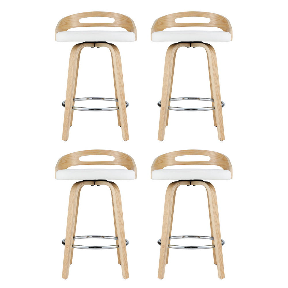 Artiss 4x Bar Stools Swivel Dining Chairs Low Back Counter Seat PU Cushion Chez Guru