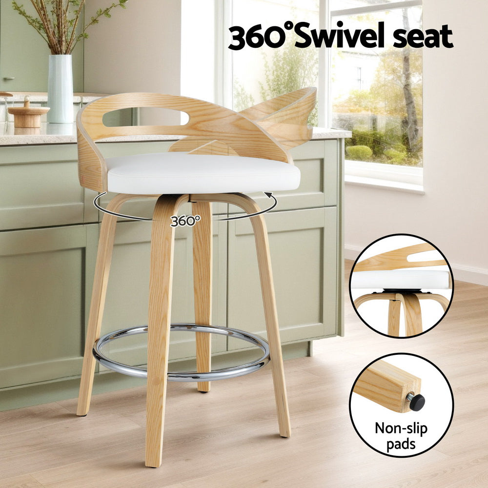 Artiss 4x Bar Stools Swivel Dining Chairs Low Back Counter Seat PU Cushion Chez Guru