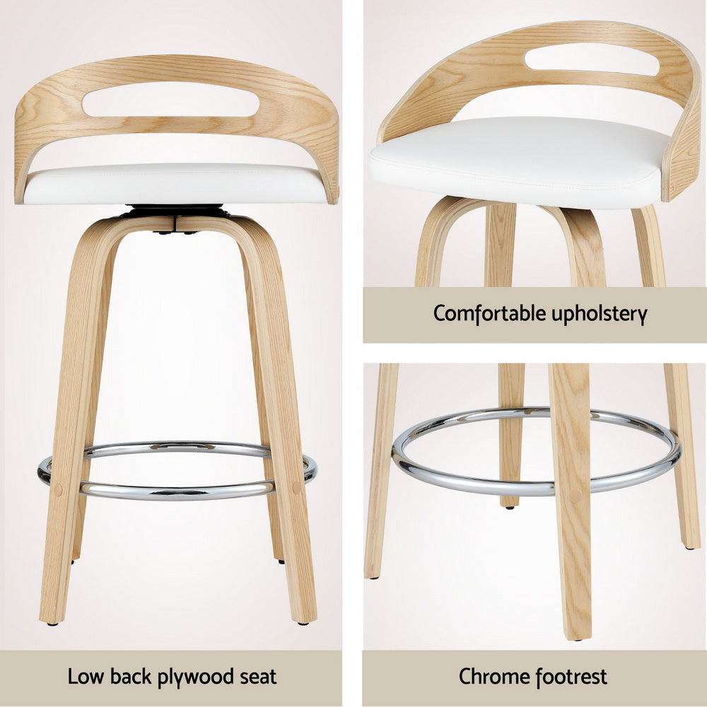 Artiss 4x Bar Stools Swivel Dining Chairs Low Back Counter Seat PU Cushion Chez Guru