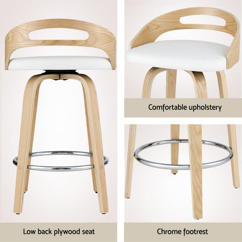 Artiss 4x Bar Stools Swivel Dining Chairs Low Back Counter Seat PU Cushion Chez Guru