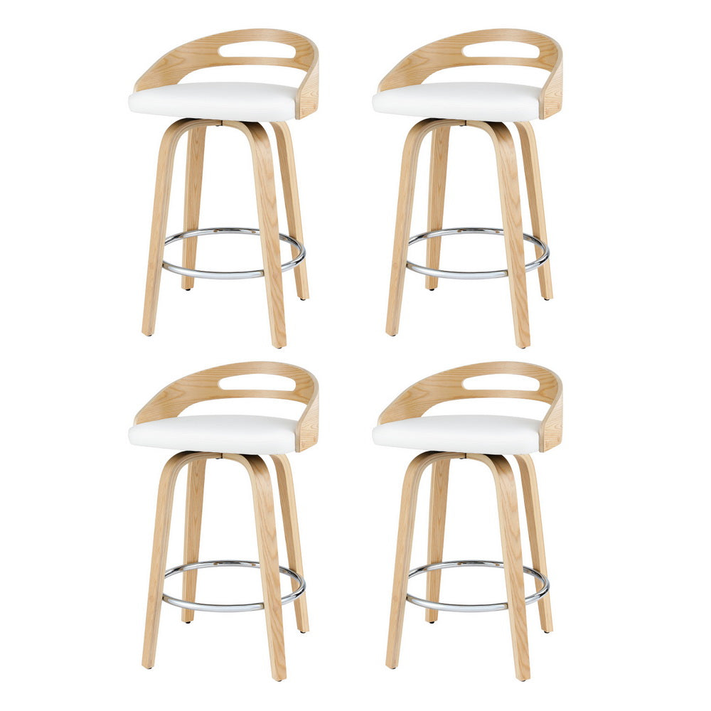 Artiss 4x Bar Stools Swivel Dining Chairs Low Back Counter Seat PU Cushion Chez Guru