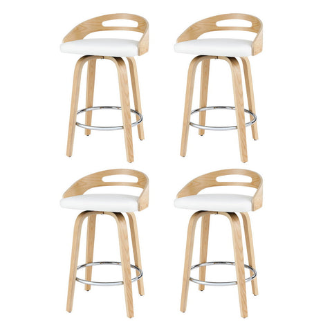 Artiss 4x Bar Stools Swivel Dining Chairs Low Back Counter Seat PU Cushion Chez Guru