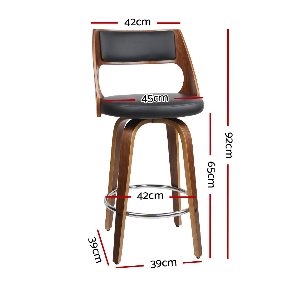 Artiss 2x Bar Stools Swivel Leather Chair 65cm Chez Guru