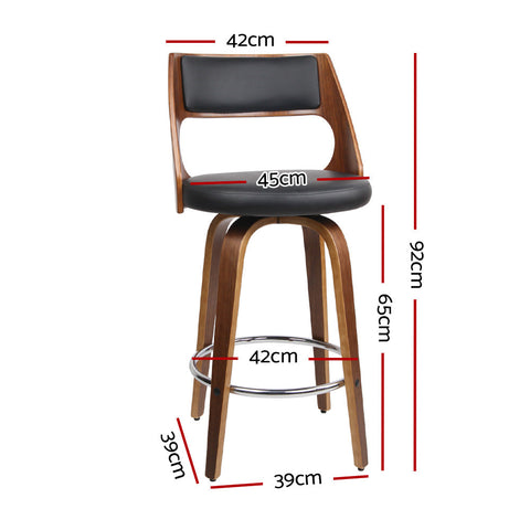 Artiss 2x Bar Stools Swivel Leather Chair 65cm Chez Guru