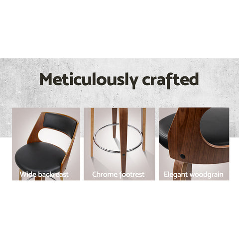 Artiss 2x Bar Stools Swivel Leather Chair 65cm Chez Guru